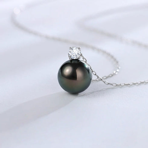 Tahitian Pearl Sasha Zirconia Necklace in Sterling Silver